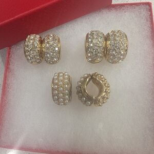 ✨ Vintage E. Pearl Signed Hugger Earrings – Lot of 3 Pairs